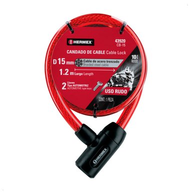 CANDADO HERMEX CADENA BICICLETA MOTO CON LLAVE 15 MM - 3