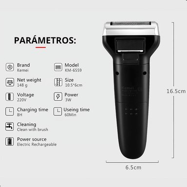 RASURADORA Y CORTADORA DE PELO KEMEI 6559 INALAMBRICO 3 EN 1 - 5