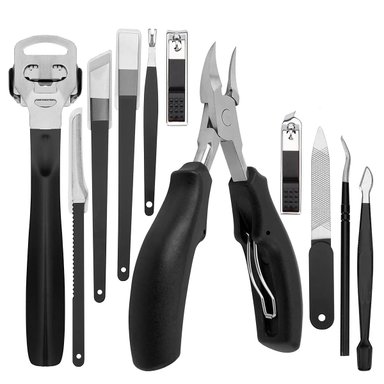 SET MANICURA PEDICURA JUEGO DE 11 PZAS ACERO INOXIDABLE