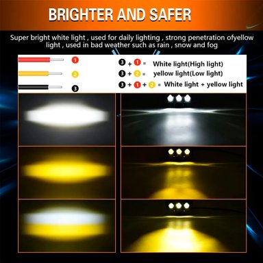 LUCES EXPLORADORAS AMBAR Y BLANCA MOTO CAMIONETA 4 FOCOS X 2 UNIDADES - 7