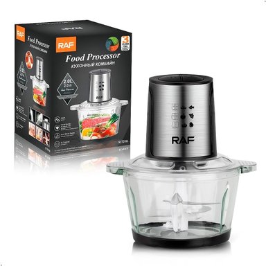 PROCESADOR ELÉCTRICO DE ALIMENTOS RAF R7018 800W 2 LITROS BOWL VIDRIO