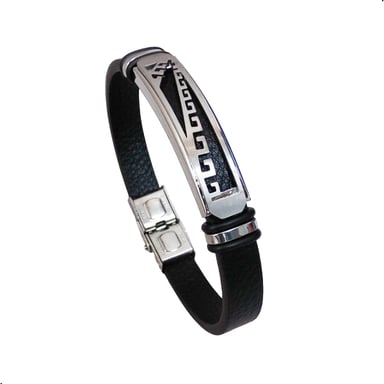 PULSERA CUERO DE MICROFIBRA CON ESCLAVA DE ACERO INOXIDABLE - 1