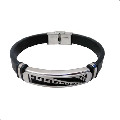 PULSERA CUERO DE MICROFIBRA CON ESCLAVA DE ACERO INOXIDABLE - 2