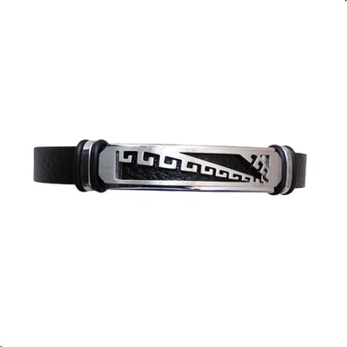 PULSERA CUERO DE MICROFIBRA CON ESCLAVA DE ACERO INOXIDABLE - 7