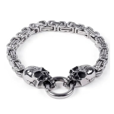 PULSERA CADENA CABEZA CALAVERA COLOR PLATA PARA HOMBRE