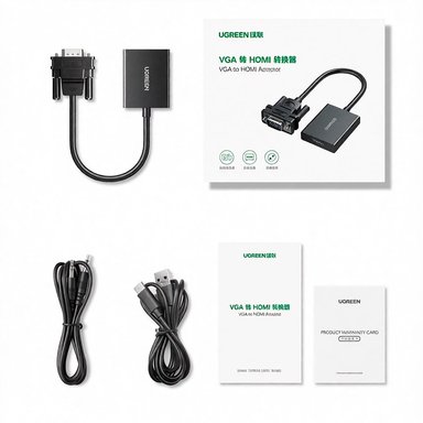 UGREEN CM513 CABLE ADAPTER VGA (MACHO) HDMI (HEMBRA) 0,15M 1080P FULL HD - 3