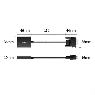 UGREEN CM513 CABLE ADAPTER VGA (MACHO) HDMI (HEMBRA) 0,15M 1080P FULL HD - 10