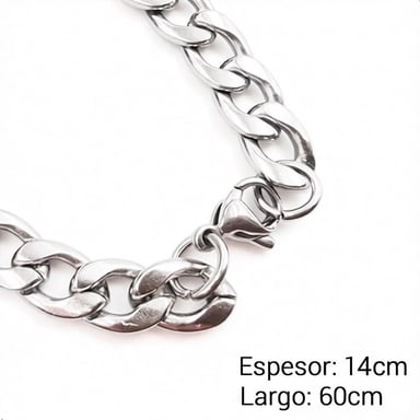 COLLAR PESADO DE ACERO LOMO DE CORVINA PARA HOMBRE 14MM X 60 CM - 4