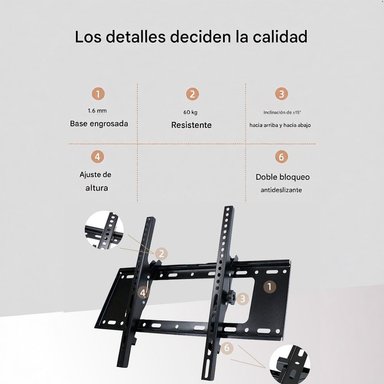 RACK TV SOPORTE FIJO E INCLINABLE PARA LED - LCD 32 A 80 PULGADAS - 3