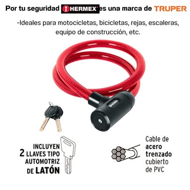 CADENA HERMEX CB-20 CANDADO PARA MOTO ESPESOR 20MM 1.2M - 4