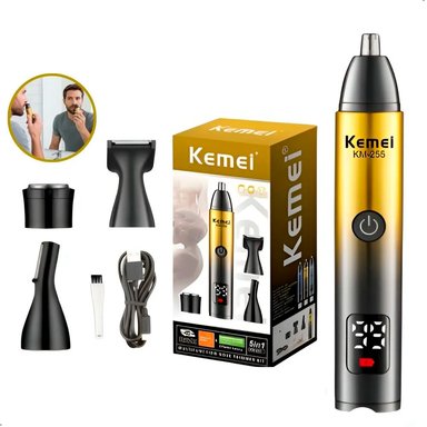 CORTADORA DE CABELLO KEMEI KM-255 4 EN 1 RECARGABLE PORTATIL