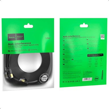CABLE DE RED HOCO US07 CAT6 PLANO COBRE PURO RJ45 10MTS - 2