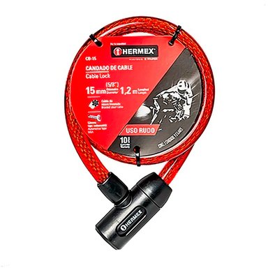 CANDADO CADENA BICICLETA MOTO CON LLAVE 15MM HERMEX CB-15 - 4