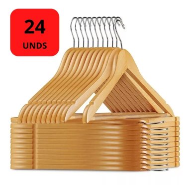 PERCHAS SM GANCHOS COLGADORES ROPA 24 UN MADERA