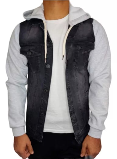 CASACA HOMBRE OTRAS JEANS CON CAPUCHA MANGAS DE FRANELA - 1