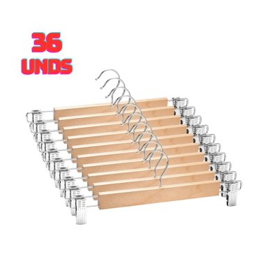 3 DOCENAS DE COLGADORES PERCHEROS GANCHOS DE MADERA PARA ROPA