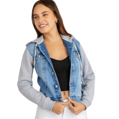 CASACAS JEANS MANGA AFRANALADA CON CAPUCHA PARA MUJER - 1