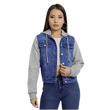 CASACAS JEANS MANGA AFRANALADA CON CAPUCHA PARA MUJER