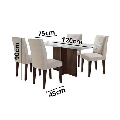 COMEDOR JAMES BLANCO 1,20 MX0.75CM 4 SILLAS - 2