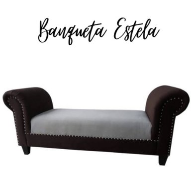 BANQUETA TAPIZADA TELA MARRON