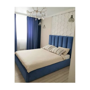 CAMA PANEL KING AZUL MARINO - 1