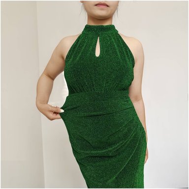 VESTIDO MUJER RINODERINA VT859 ELEGANTES TELA ELÁSTICA BRILLANTE REGALO - 5
