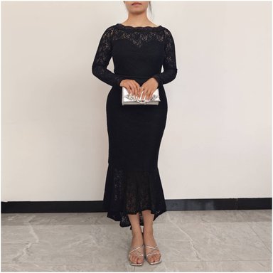 VESTIDO MUJER RINODERINA VT0607 ELEGANTES ENCAJE BORDADO REGALO - 3