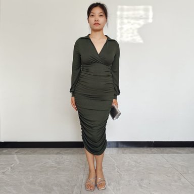 VESTIDO MUJER RINODERINA VT999 ELEGANTES HIELO ESTRIADO ELÁSTICO TEJIDO REGALO - 2