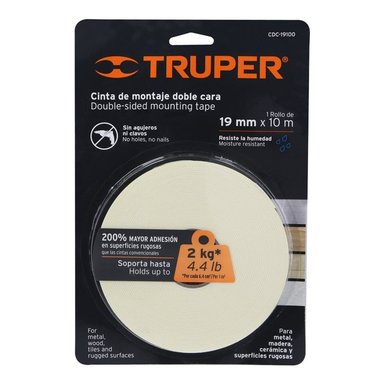 CINTA DOBLE CONTACTO DE 19 MM X 10 M, TRUPER - 11726