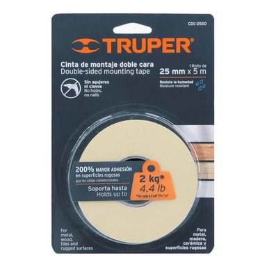 CINTA DOBLE CONTACTO DE 25 MM X 5 M, TRUPER - 11727