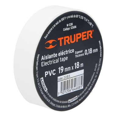 CINTA DE AISLAR DE 18 M X 19 MM, BLANCA, TRUPER - 12506