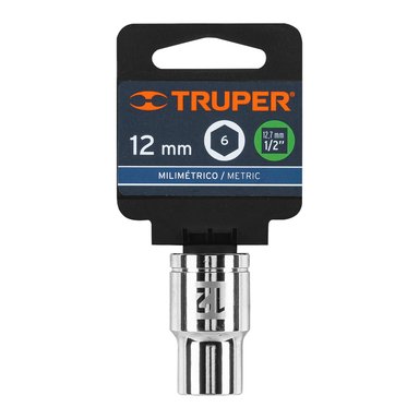 DADO DE 12 MM, 6 PUNTAS, CUADRO 1/2', TRUPER - 13262