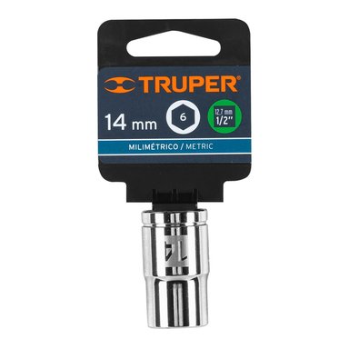 DADO DE 14 MM, 6 PUNTAS, CUADRO 1/2', TRUPER - 13264