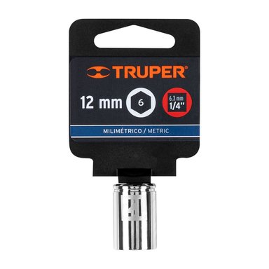 DADO HEXAGONAL ENCASTRE 1/4' DE 12 MM, TRUPER - 13174