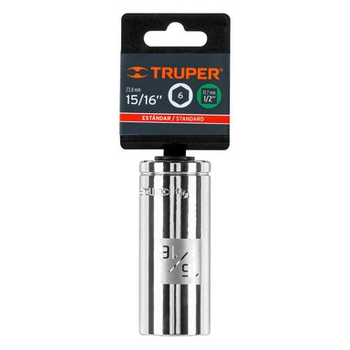 DADO TUBULAR HEXAGONAL ENCASTRE 1/2' DE 15/16', TRUPER - 13332