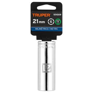 DADO TUBULAR HEXAGONAL ENCASTRE 1/2' DE 21 MM, TRUPER - 101009