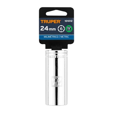 DADO TUBULAR HEXAGONAL ENCASTRE 1/2' DE 24 MM, TRUPER - 101012