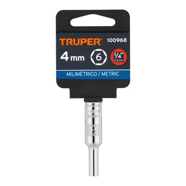 DADO TUBULAR HEXAGONAL ENCASTRE 1/4' DE 4 MM, TRUPER - 100968