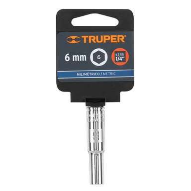 DADO TUBULAR HEXAGONAL ENCASTRE 1/4' DE 6 MM, TRUPER - 13200