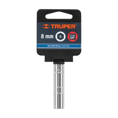 DADO TUBULAR HEXAGONAL ENCASTRE 1/4' DE 8 MM, TRUPER - 13202