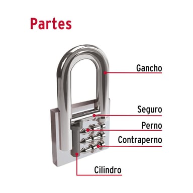 CANDADO DE HIERRO 45 MM ARCO LARGO EN CAJA, HERMEX - 43324 - 4