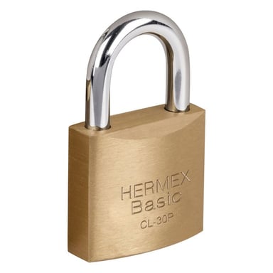 CANDADO DE LATÓN 30 MM ARCO NORMAL, EN BLISTER, HERMEX BASIC - 23514 - 2