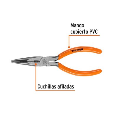 ALICATE DE PUNTA Y CORTE 6' MANGO DE PVC, TRUPER - 17309 - 2
