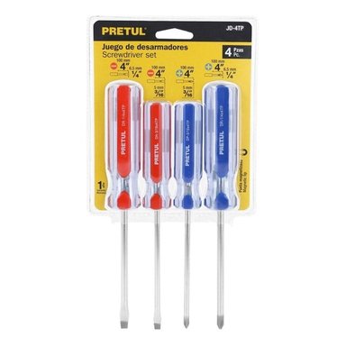SET DESTORNILLADORES PRETUL ESTRELLAS PLANOS PUNTAS IMANTADAS 20212 4 PIEZAS