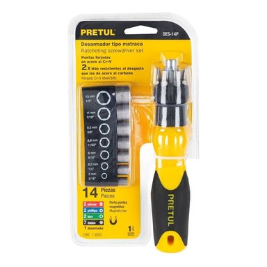 DESTORNILLADOR PRETUL 22974 TIPO MATRACA 6 PUNTAS 7 DADOS