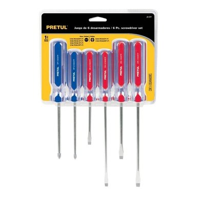 SET DESTORNILLADORES PRETUL ESTRELLAS PLANOS MANGO PVC 20214 6 PIEZAS