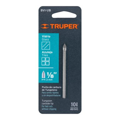 BROCA PARA VIDRIO Y MAYÓLICA DE 1/8', TRUPER - 11700