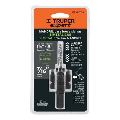 MANDRIL ZANCO TRUPER 7/16 PARA BROCASIERRAS BIMETÁLICAS - 18142