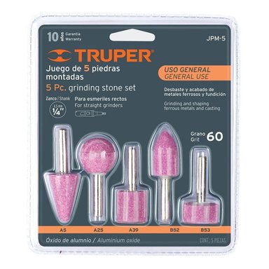 JUEGO DE 5 PIEDRAS MONTADAS 1/4 , USO GENERAL, TRUPER 11680