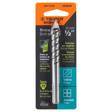 BROCA PARA VIDRIO Y MAYÓLICA 1/2', TRUPER EXPERT - 101840